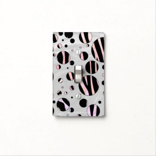 Black and Pink Zebra Polka Dots Light Switch Cover