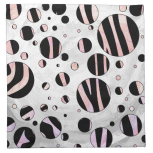 Black and Pink Zebra Polka Dots Napkin