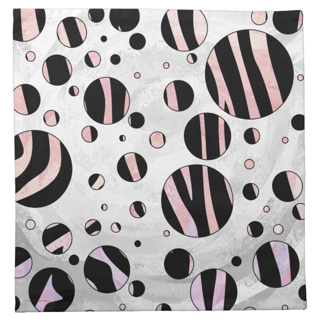 Black and Pink Zebra Polka Dots Napkin (Front)