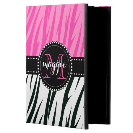 Black And Pink Zebra Print Custom Monogram Girly Powis Ipad Air 2 Case