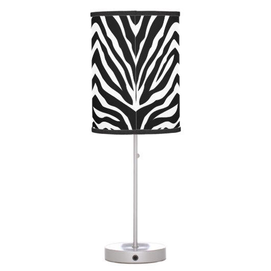 Black and Pink Zebra Print Custom Monogram Table Lamp (Back)