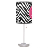Black and Pink Zebra Print Custom Monogram Table Lamp (Left)