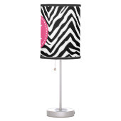Black and Pink Zebra Print Custom Monogram Table Lamp (Right)