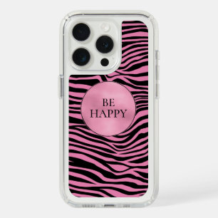 Black and Pink Zebra Print iPhone 15 Pro Case