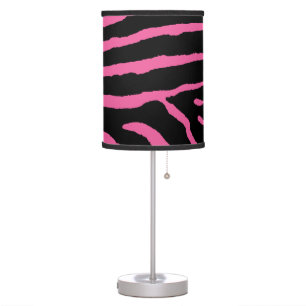 Black and Pink Zebra Print Table Lamp