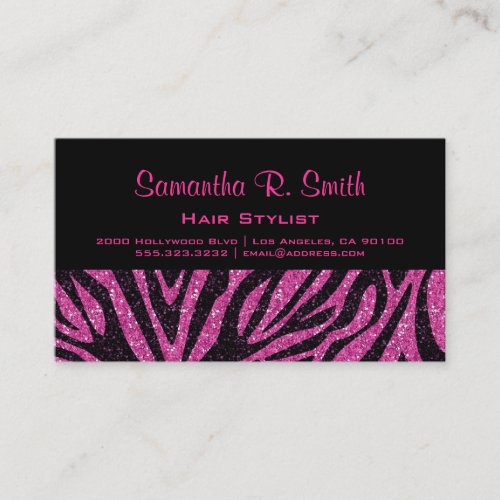 Black and Pink Zebra Professional Business Card