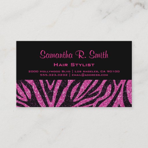 Customizable Black and Pink Zebra Professional Business Card