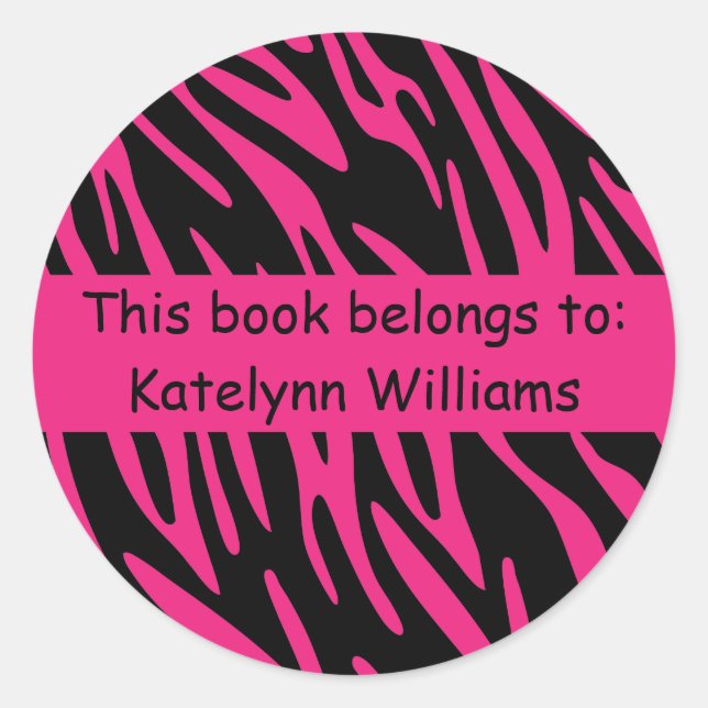 Black and Pink Zebra Stripe Sticker (Front)