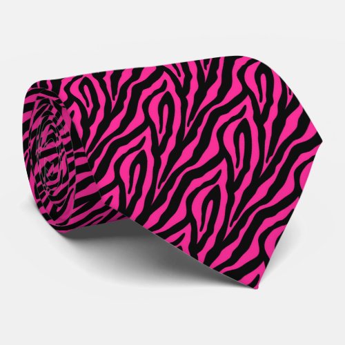 Black and Pink Zebra Stripes Pattern Tie