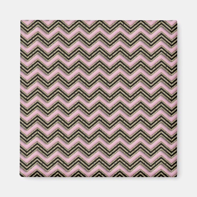 Black and Pink Zigzag Pattern Magnet (Front)