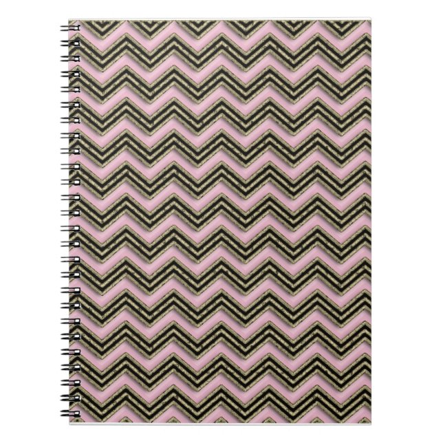 Black and Pink Zigzag Pattern Notebook (Front)