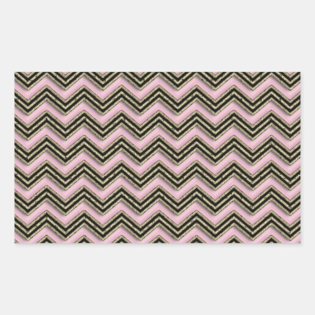 Black and Pink Zigzag Pattern Rectangular Sticker (Front)