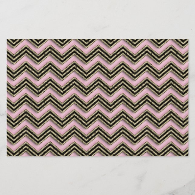 Black and Pink Zigzag Pattern Stationery (Front)