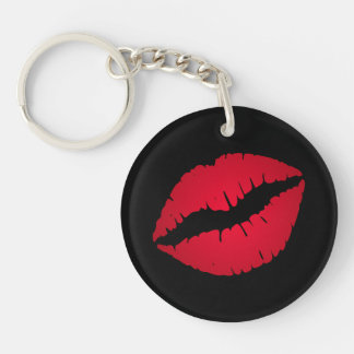 Black and Pretty Red Ombre Lipstick Pout Kiss Keychain