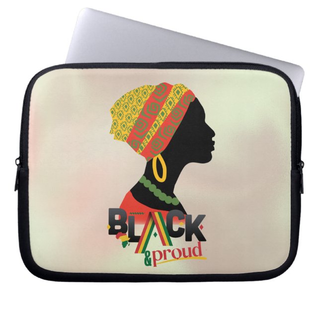 Black And Proud African American Girl Laptop Sleeve (Front)