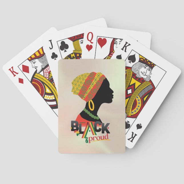Black And Proud African American Girl Poker Cards (Back)