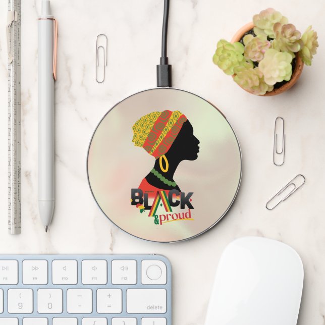 Black And Proud African American Girl  Wireless Charger (Desk)