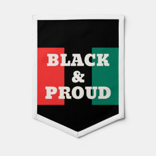 Black and Proud on a Red, Black, and Green Colors Pennant