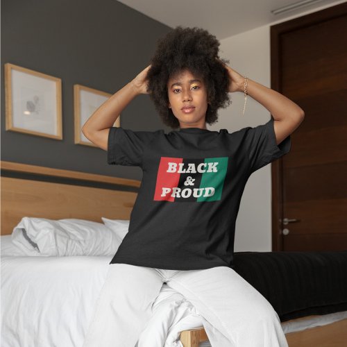 Black and Proud on a Red Black and Green Colors T_Shirt
