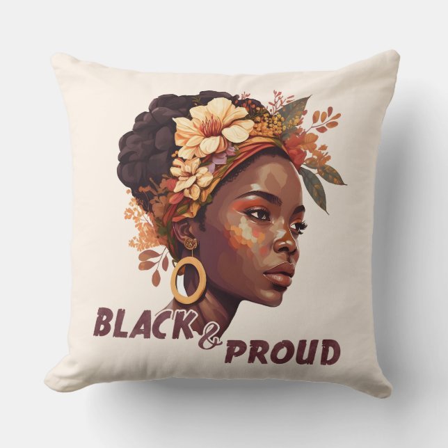 Black and Proud  Throw Pillow (Front)