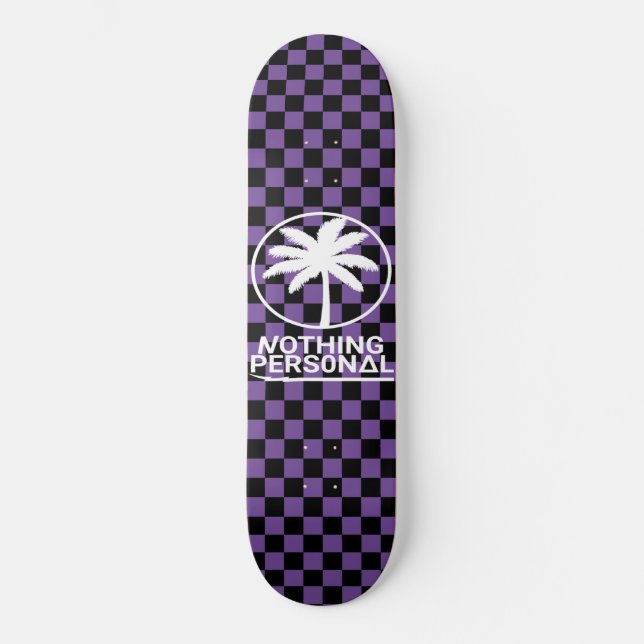 Black and Puple Checkerboard Skateboard (Front)