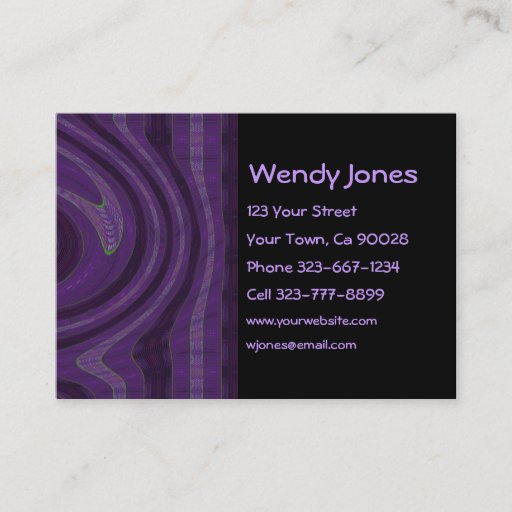 Customizable black and purple abstract business cards