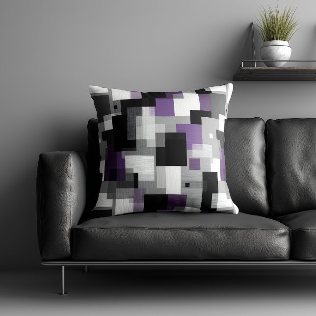 Black and Purple Abstract Pattern Throw Pillow (Creator Uploaded)