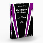 Black And Purple Art Deco Design Acrylic Award<br><div class="desc">This art deco design award gives recognition to employees, teammates, or anyone that deserves it. You can customise this award with any text of your choice. Should you require any help with customising then contact us through the link on this page. Black and purple art award.</div>