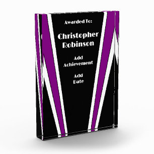 Black And Purple Art Deco Design Acrylic Award