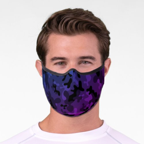 Black and purple camouflage camo pattern premium face mask
