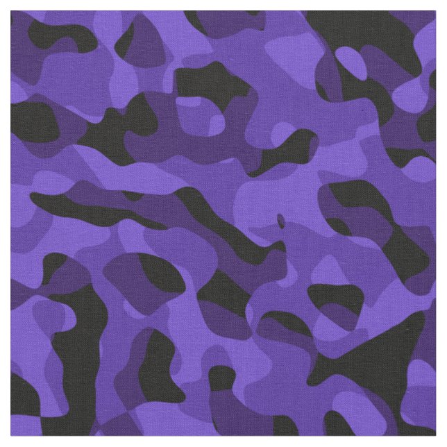 Black and Purple Camouflage Print Pattern Fabric (Close Up)