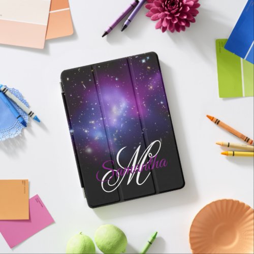 Black and Purple Celestial Ombre Monogram iPad Air Cover