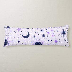 Black and Purple Celestial Sun Moon Stars Body Pillow