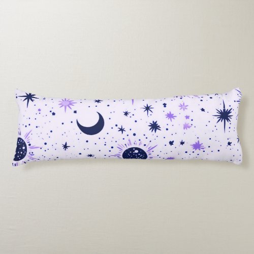 Black and Purple Celestial Sun Moon Stars Body Pillow