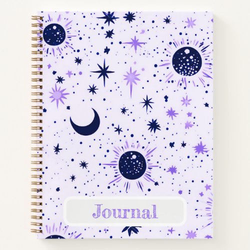 Black and Purple Celestial Sun Moon Stars Journal