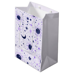 Black and Purple Celestial Sun Moon Stars Medium Gift Bag