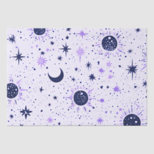 Black and Purple Celestial Sun Moon Stars Tissue Paper