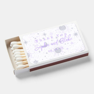 Black and Purple Celestial Wedding Favor Matchboxes