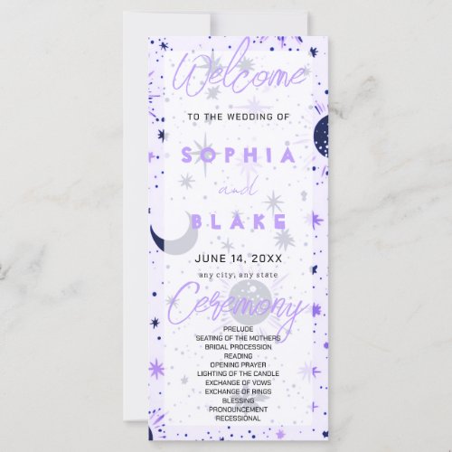 Black and Purple Celestial Wedding Program
