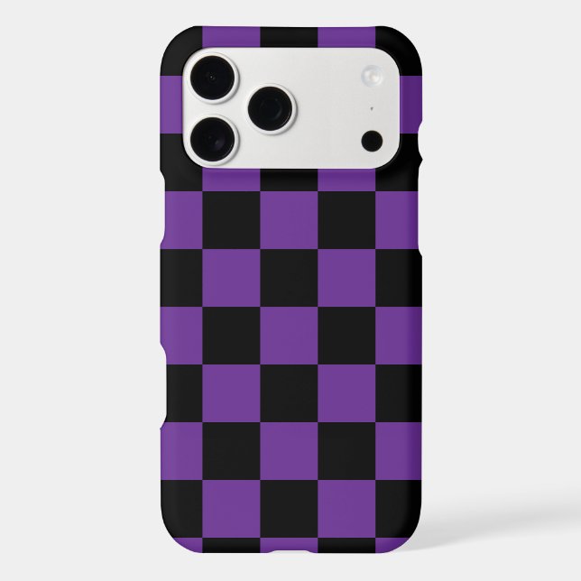 Black and Purple Checkered Print iPhone Case (Back)