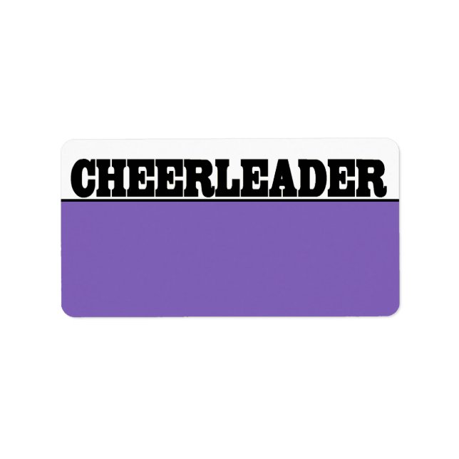 Black and Purple Cheerleader Name Stickers (Front)
