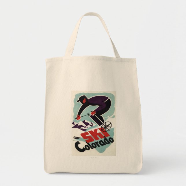 Black and Purple Clothed Skier Tote Bag (Front)