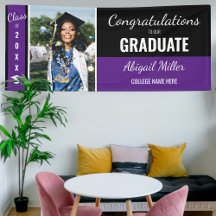 Black And Purple Congratulations Graduate Photo