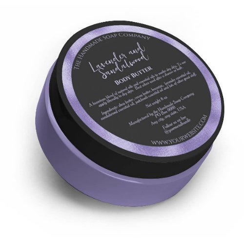 Black and Purple Cosmetics Jar Label w ingredients