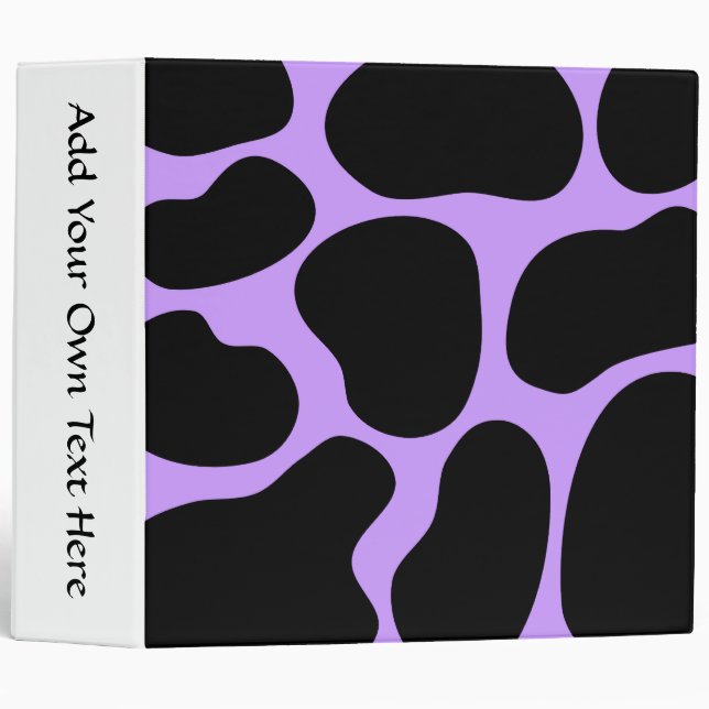 Black and Purple Cow Print Pattern. Binder (Front/Spine)