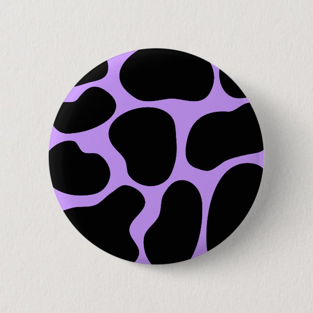 Black and Purple Cow Print Pattern. Button (Front)