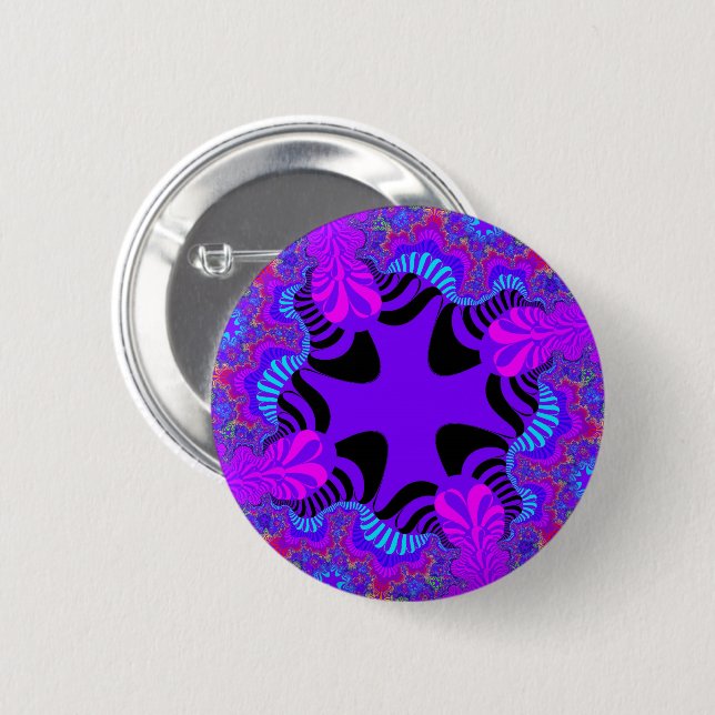 Black and Purple Cross Pinback Button (Front & Back)