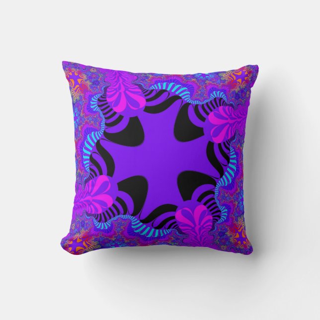 Black and Purple Cross Throw Pillow (Front)