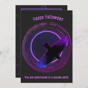 Black and Purple Crow Halloween Invitation
