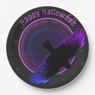 Black and Purple Crow Paper Plates